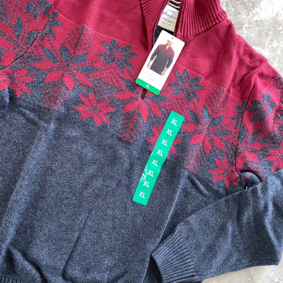 Weatherproof Vintage Men’s Holiday 1/4 zip Sweater - Picture 3 of 3